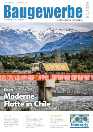 baugewerbe unternehmermagazin Ausgabe 08/2019 baugewerbe unternehmermagazin Ausgabe 08/2019